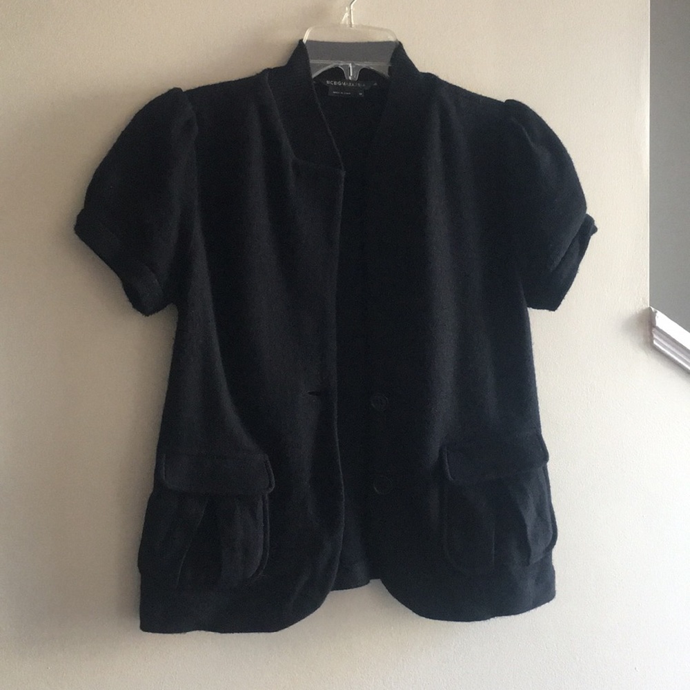 BCBGMAXAZRIA Wool Short Sleeve Cardigan